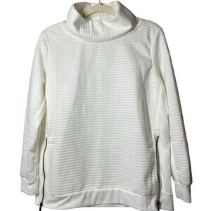 The Sweatshirt Project "Women's White, Ribbed Sweatshirt w/side zippers, Size M